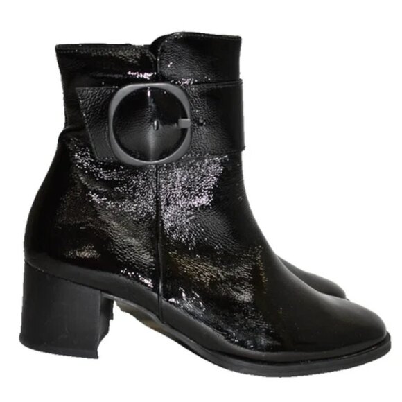 NWT $530 PAUL GREEN Panache Waterproof Bootie BLACK CRINKLED PATENT 8 (TE15) - Picture 5 of 7